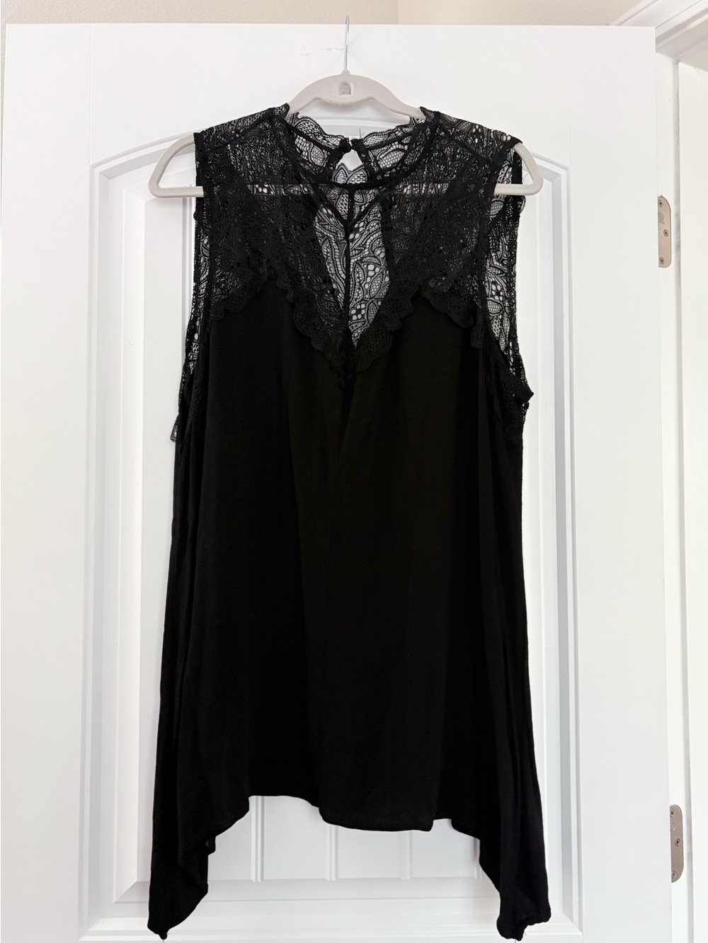 Torrid Black Lace-Yoke Sleeveless Top